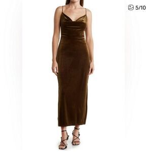 Taylor Elegant Moss Green Velvet Dress New Without Tags